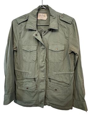 Lily Aldridge Military Cargo Retro Light Olive Utility Jacket Women’s S
